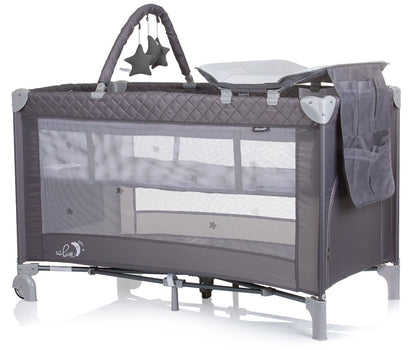 Cama de viagem 2 níveis com trocador Chipolino Luna Ash Grey