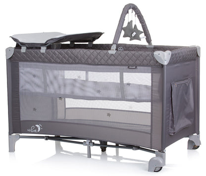 Cama de viagem 2 níveis com trocador Chipolino Luna Ash Grey