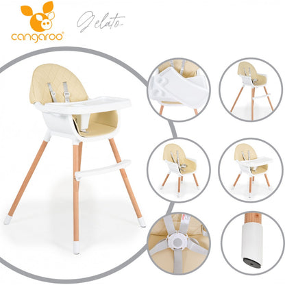 Cadeira da papa Moni Wooden Gelato 2 in 1 Beige