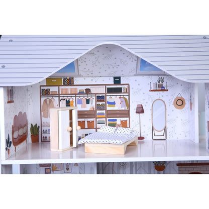 Casa de bonecas Moni Sarah (11 móveis + 4 peças de acessórios macios)