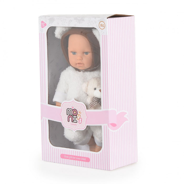 Boneca Moni Bear Baby White Rabbit 30 cm