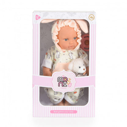 Boneca Moni Bear Baby Rabbit White 30 cm