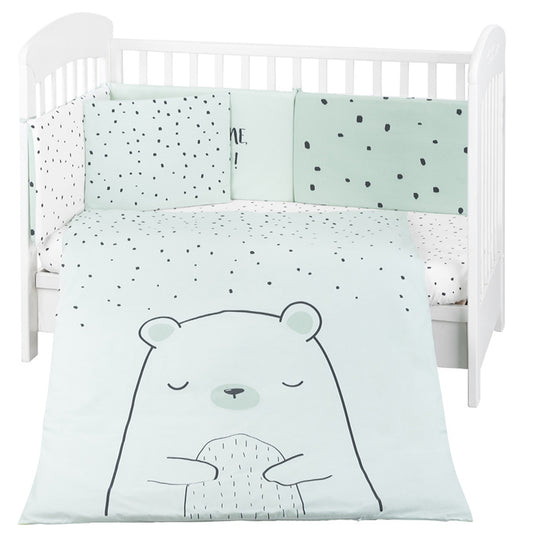 Conjunto jogo de cama 6pçs 60x120cm Kikka Boo Bear with me Menta