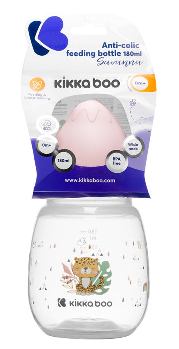 Biberão anti-cólicas 180ml Kikka Boo Savanna Rosa