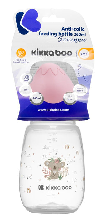 Biberão anti-cólicas 260ml Kikka Boo Savanna Rosa