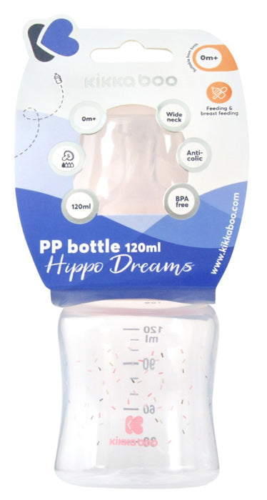 Biberão anti-cólicas 120ml Kikka Boo Hippo Dreams Rosa