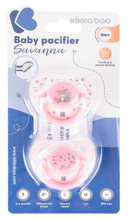 Chupetas 0-6m 2pçs Kikka Boo Savanna Rosa