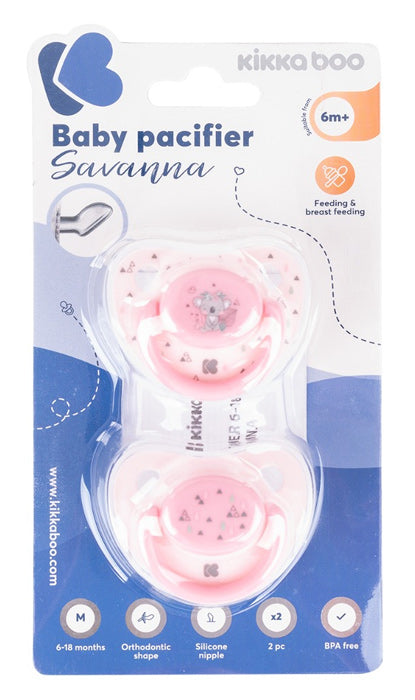 Chupetas 6-18m 2pçs Kikka Boo Savanna Rosa