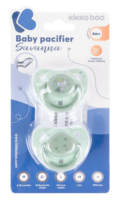 Chupetas 6-18m 2pçs Kikka Boo Savanna Menta