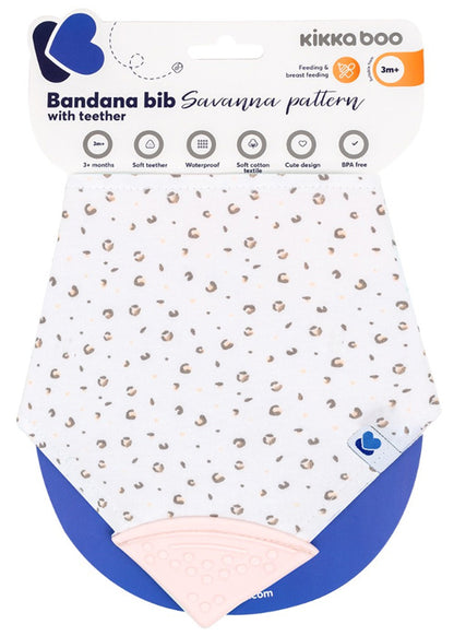 Babete bandana com mordedor Kikka Boo Savanna Pattern Rosa