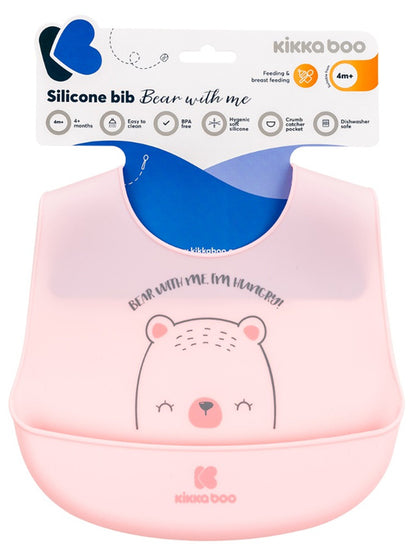 Babete de silicone Kikka Boo Bear With Me Rosa