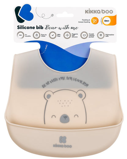 Babete de silicone Kikka Boo Bear With Me Gris