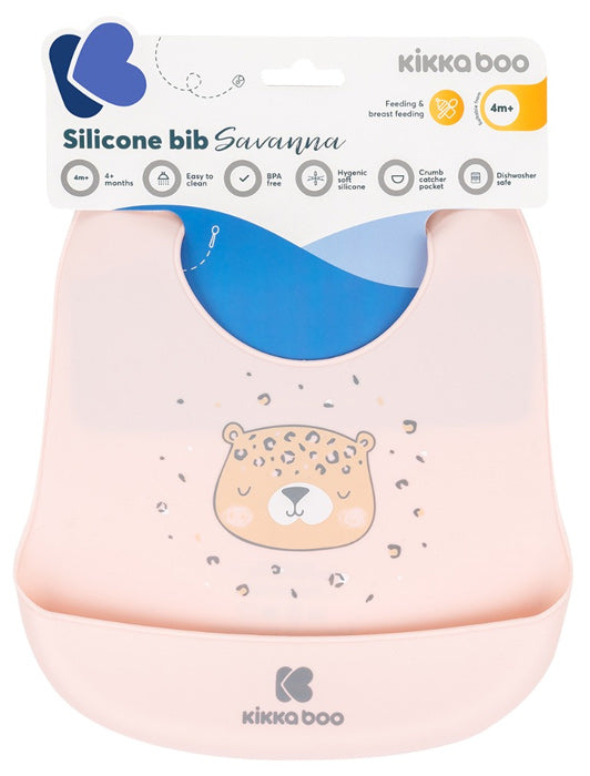 Babete de silicone Kikka Boo Savanna Rosa