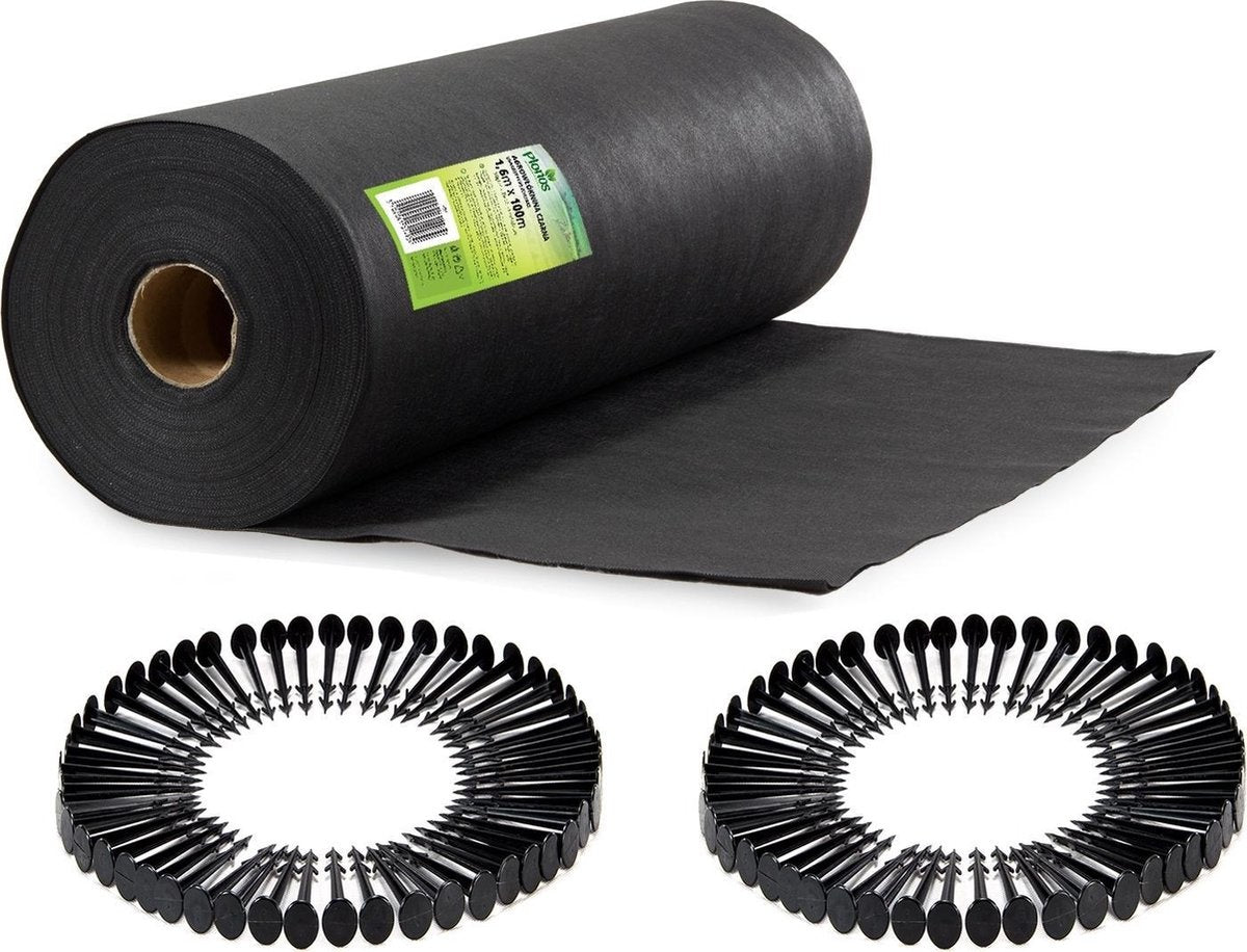 Tela anti ervas daninhas 1,6x100 m com 100 estacas