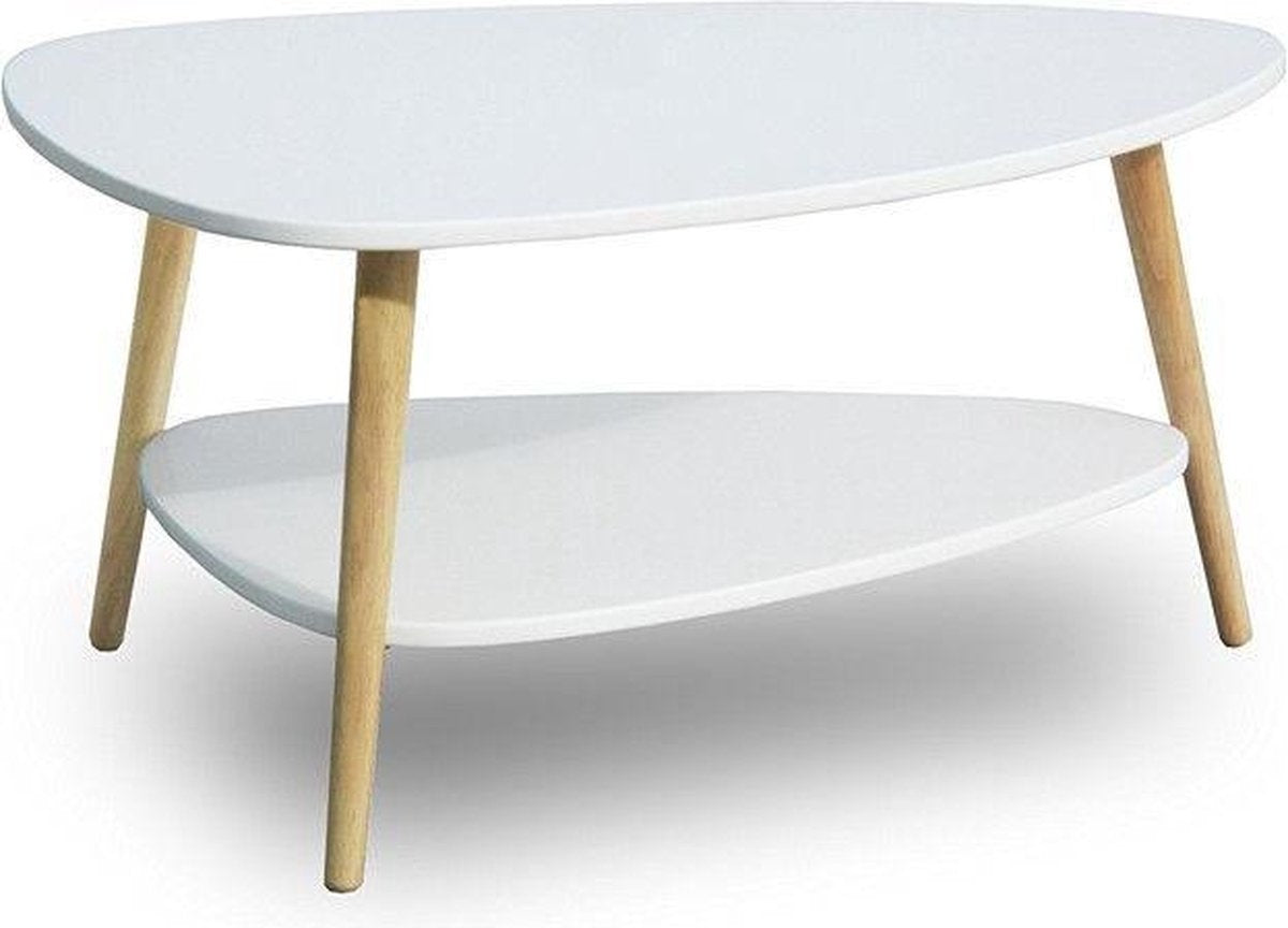 Mesa de centro 90x67x45 cm madeira branco 2 níveis