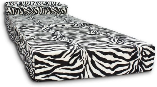 Colchão dobrável 70x200x15 cm com almofada padrão zebra
