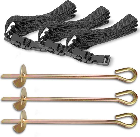 Kit de fixação para trampolim com postes e estacas conjunto 3 peças