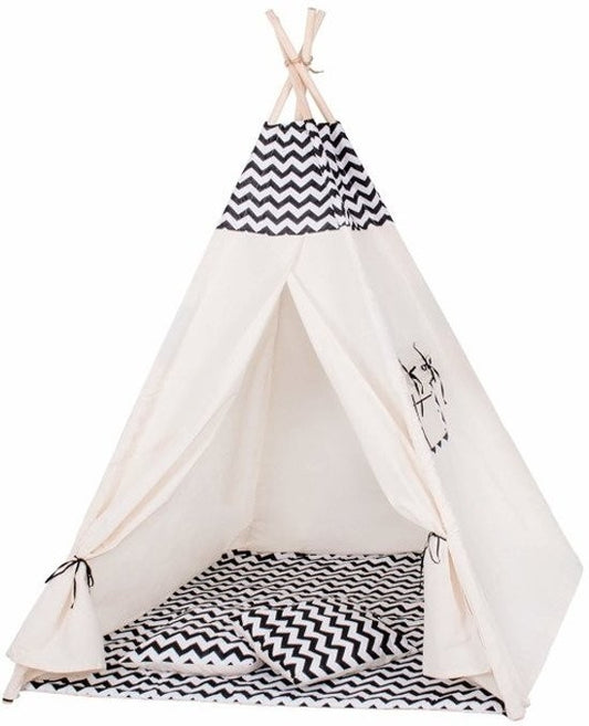 Tenda tipi infantil em algodão padrão zebra