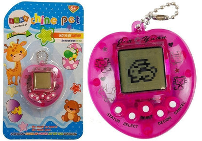 Tamagotchi eletrónico rosa com corrente curta