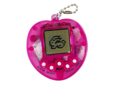 Tamagotchi eletrónico rosa com corrente curta