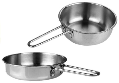 Conjunto mini panelas e frigideiras inox, 8 peças