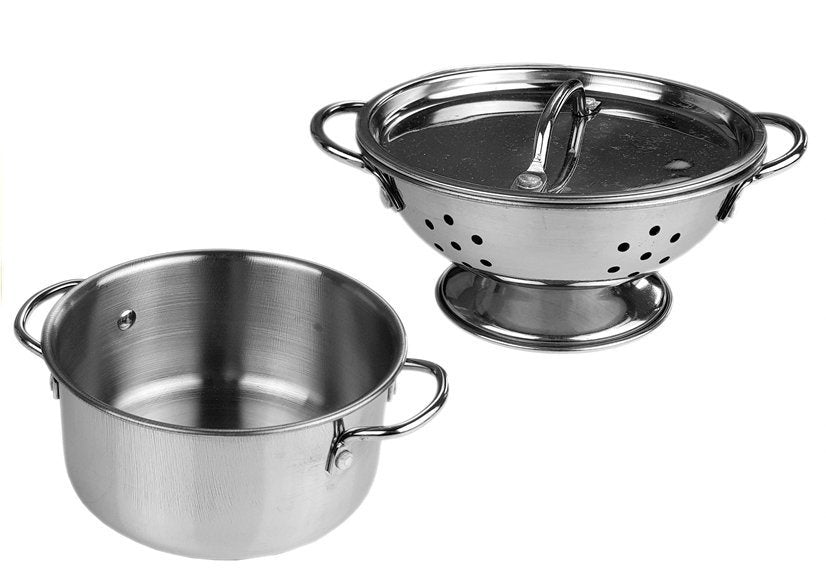 Conjunto mini panelas e frigideiras inox, 8 peças