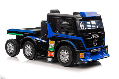 Camião elétrico infantil Mercedes XMX622B reboque azul-marinho LCD