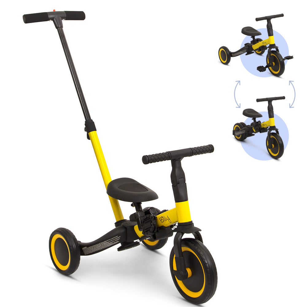 Bicicleta 4 em 1 com Pushbar Gio Yellow Billy