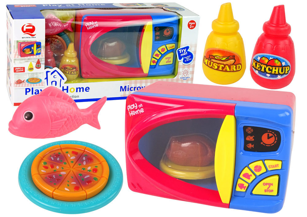 Acessórios micro-ondas brinquedo pizza frango pilhas