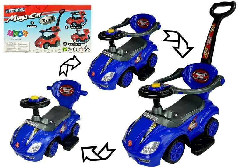 Andador Ride On 3 em 1 com pega parental azul