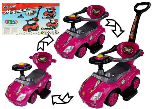 Andador Ride On 3 em 1 com pega parental rosa