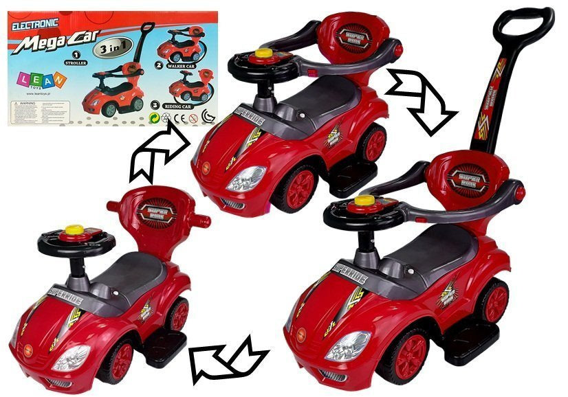 Andador Ride On 3 em 1 com pega parental vermelho