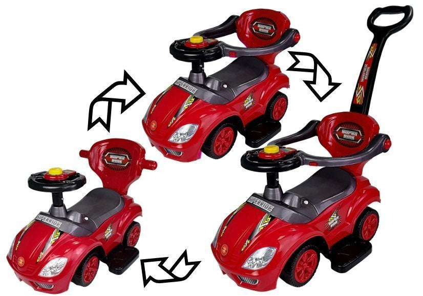 Andador Ride On 3 em 1 com pega parental vermelho
