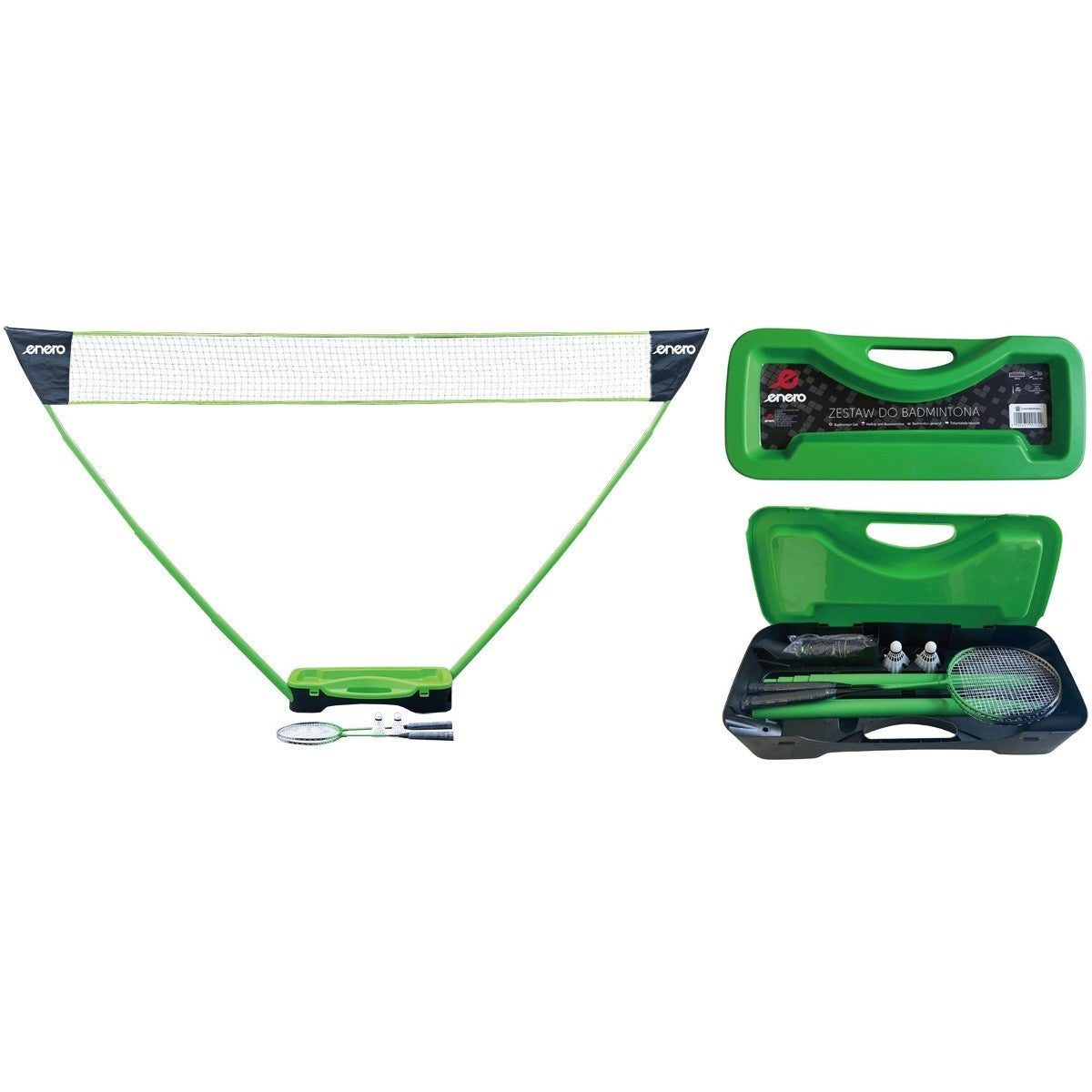 Conjunto de badminton com rede e 2 raquetes