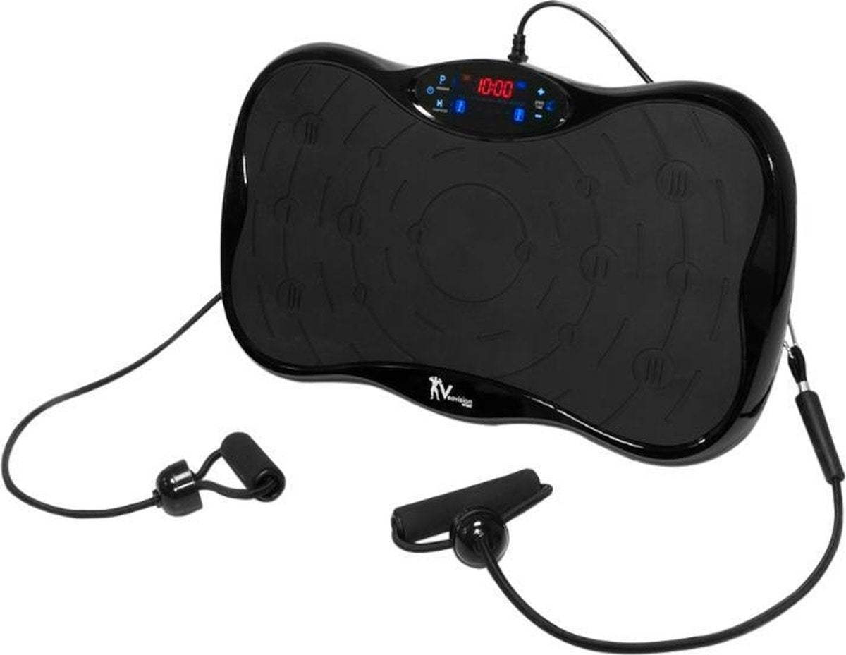 Plataforma vibratória fitness multifunções preta