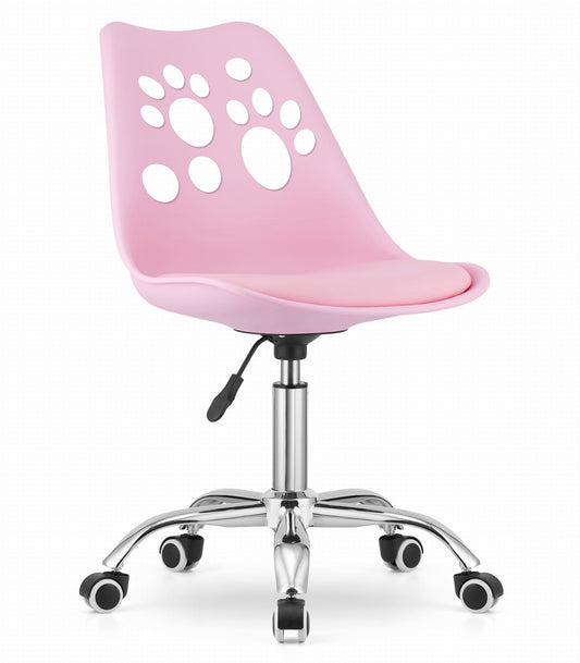 Cadeira giratória infantil rosa padrão pegadas