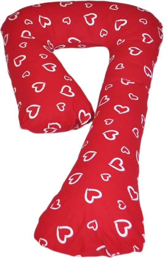Almofada de gravidez 235 cm algodão vermelho com corações