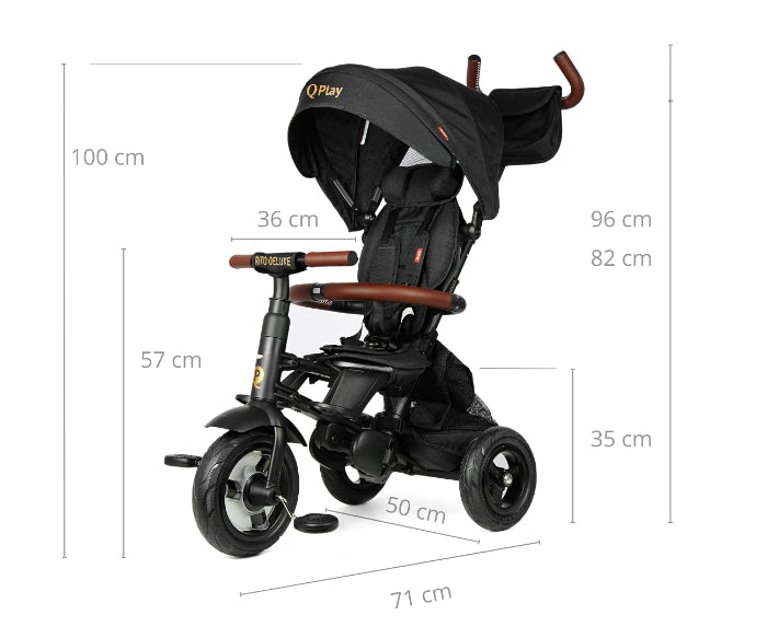 Triciclo Qplay Rito Deluxe Borracha Black