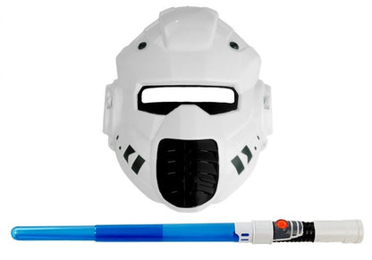 Pistola laser espacial com espada e máscara