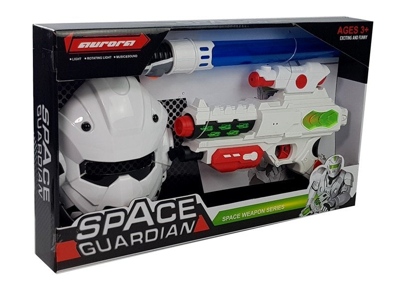 Pistola laser espacial com espada e máscara