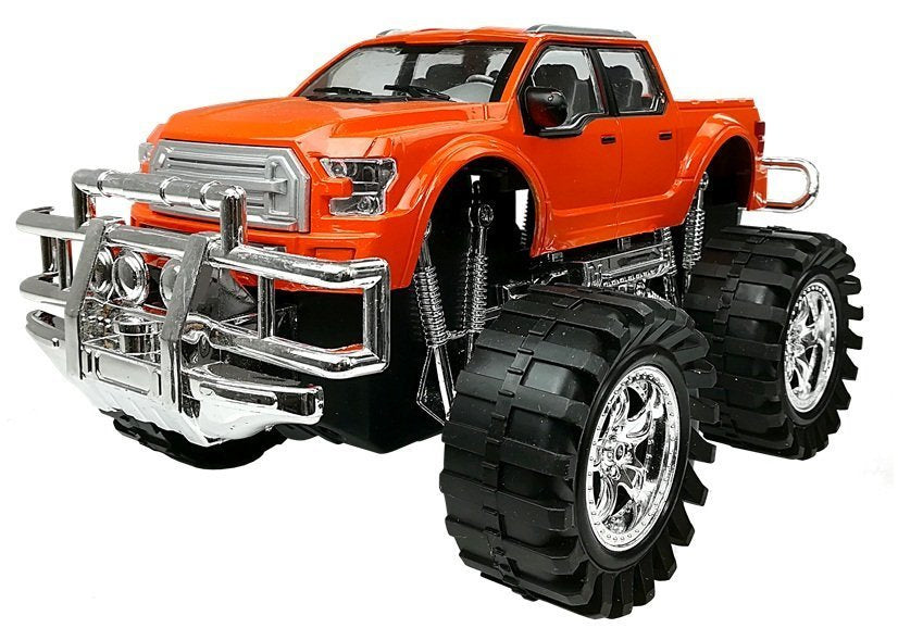 Conjunto veículos camião monstro laranja BMW caravana vermelha 58 cm