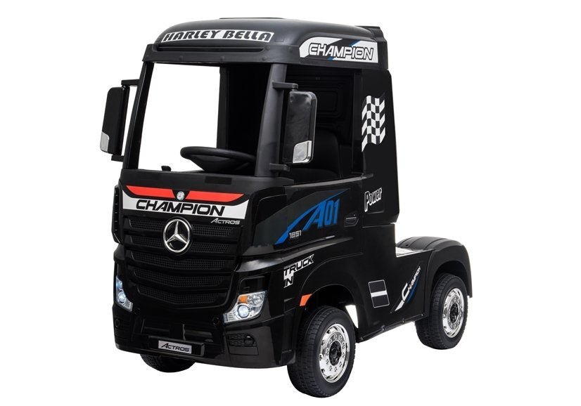 Camião elétrico infantil Mercedes Actros preto pintado MP4