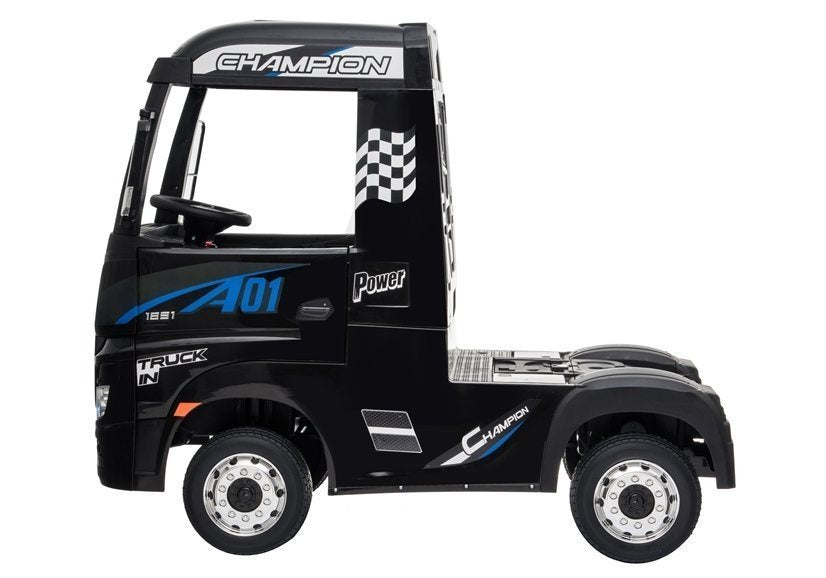 Camião elétrico infantil Mercedes Actros preto pintado MP4