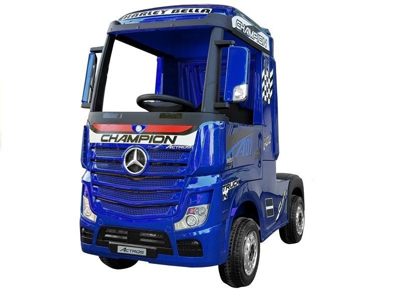 Camião elétrico infantil Mercedes Actros azul pintado MP4
