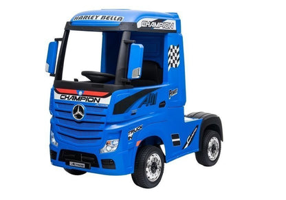 Camião elétrico infantil Mercedes Actros azul pintado MP4