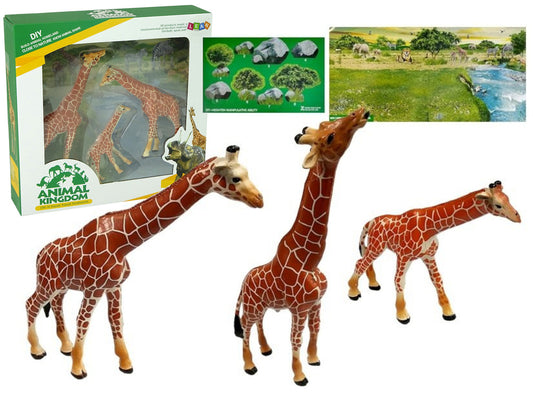 Conjunto figuras girafas educativas 3 peças África