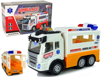 Carro ambulância elétrico com luzes e sons