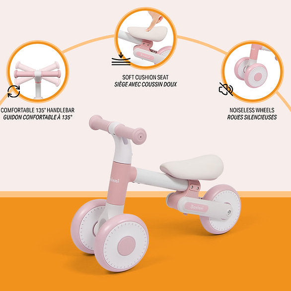 Bicicleta de equilíbrio Azura Pink White Baninni