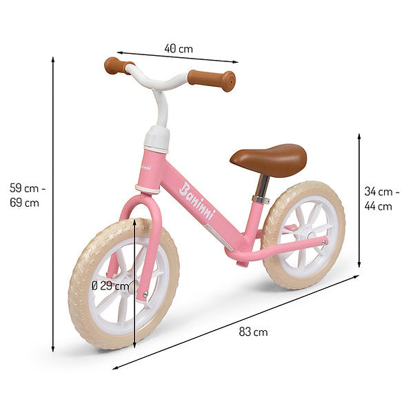 Bicicleta de equilíbrio Lola Pink White Baninni