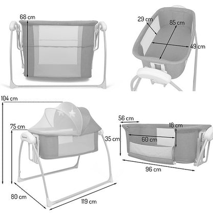 Berço de Baloiço Elétrico 4em1 Coco Beige Baninni